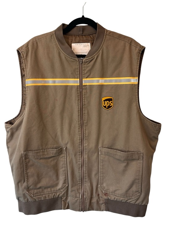 VTG UPS Twinhill Uniform Canvas Vest Brown United Parcel Service Men's XLT